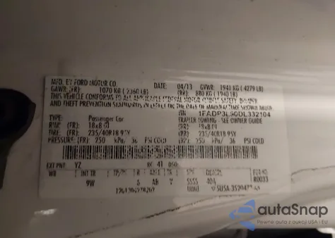2013 Ford Focus St from USA, damaged, VIN 1FADP3L90DL332104